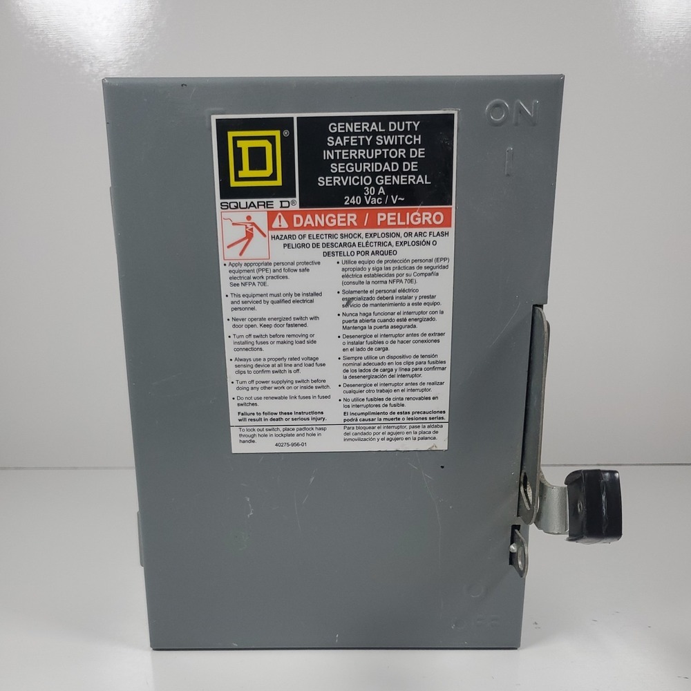 Square D D321N Single Throw Fusible Safety Switch, 30A, 240VAC